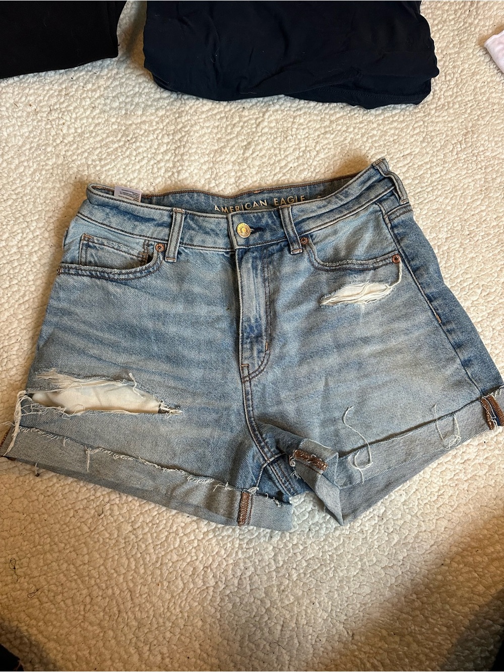 American Eagle Outfitters Light Wash Distressed Denim Shorts